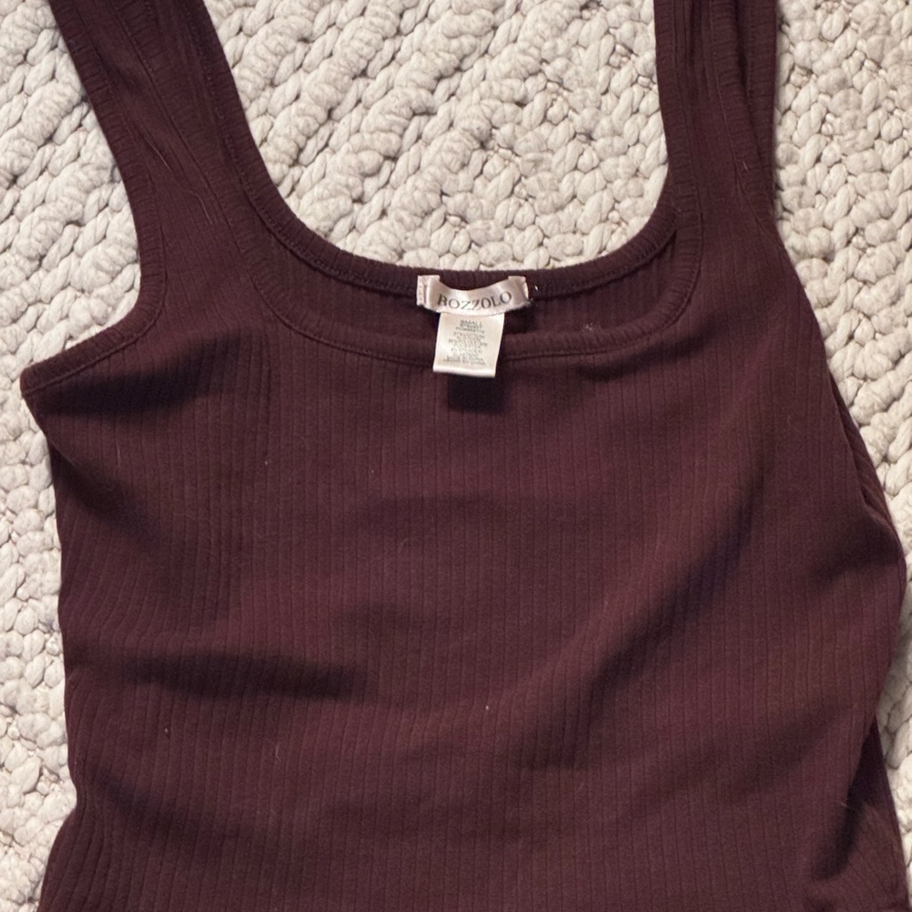 Bozzolo Deep Maroon Ribbed Tank Top
